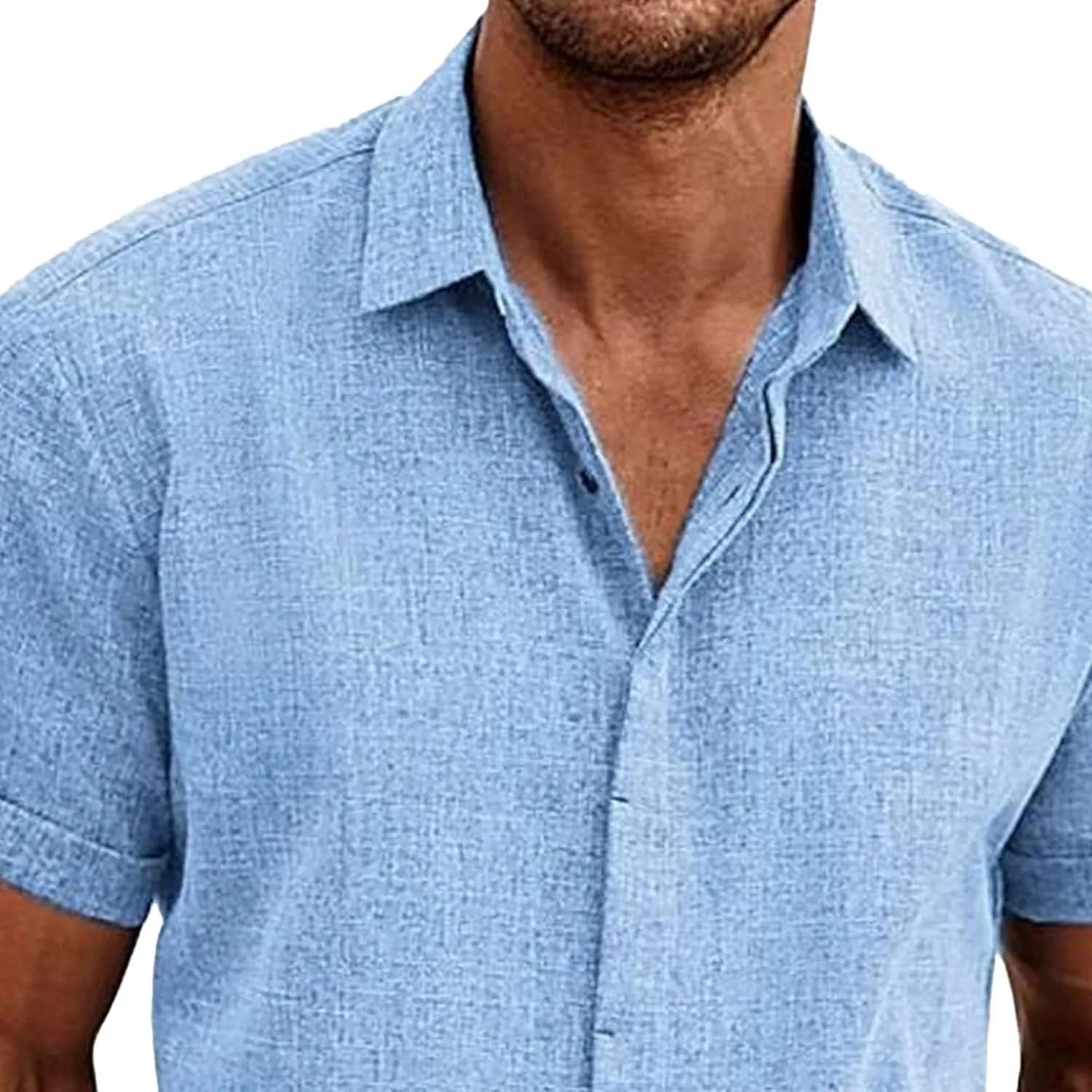 2 Pack Men's Short Sleeve Button Down Shirts Summer Casual Cotton Linen Shirt Lightweight Breathable Summer Tops