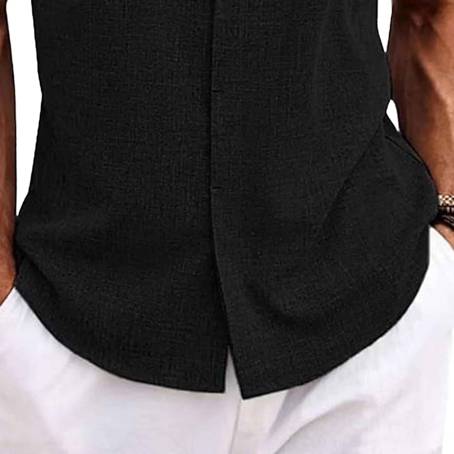 2 Pack Men's Short Sleeve Button Down Shirts Summer Casual Cotton Linen Shirt Lightweight Breathable Summer Tops