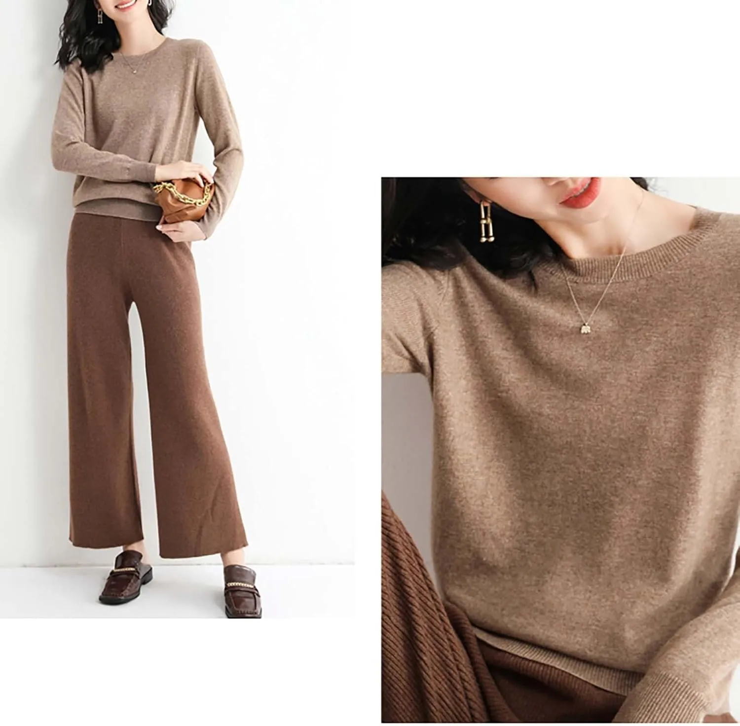 2024 New Cashmere Sweaters for Women Mock Neck Soft Long Sleeve Pullover Sweater Classic Fall/Winter Sweater Tops