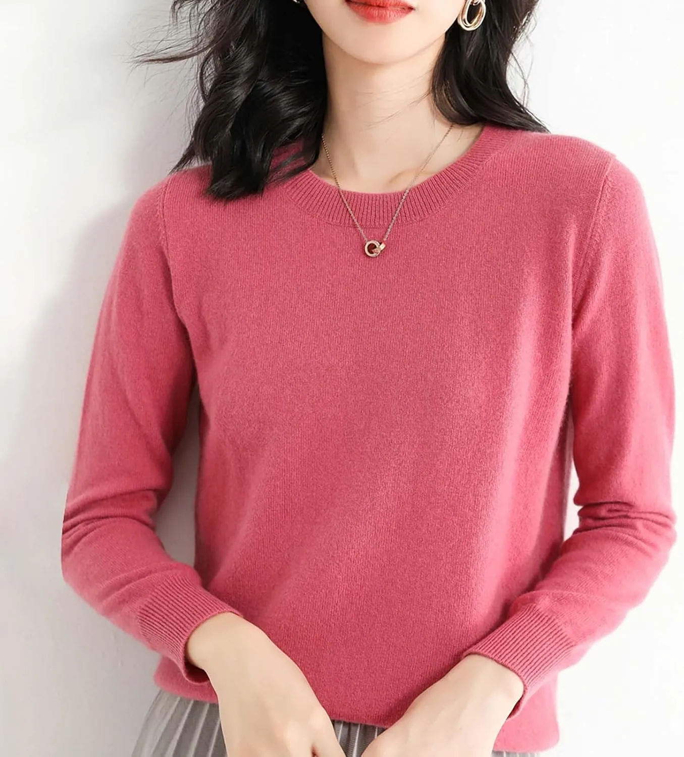 2024 New Cashmere Sweaters for Women Mock Neck Soft Long Sleeve Pullover Sweater Classic Fall/Winter Sweater Tops