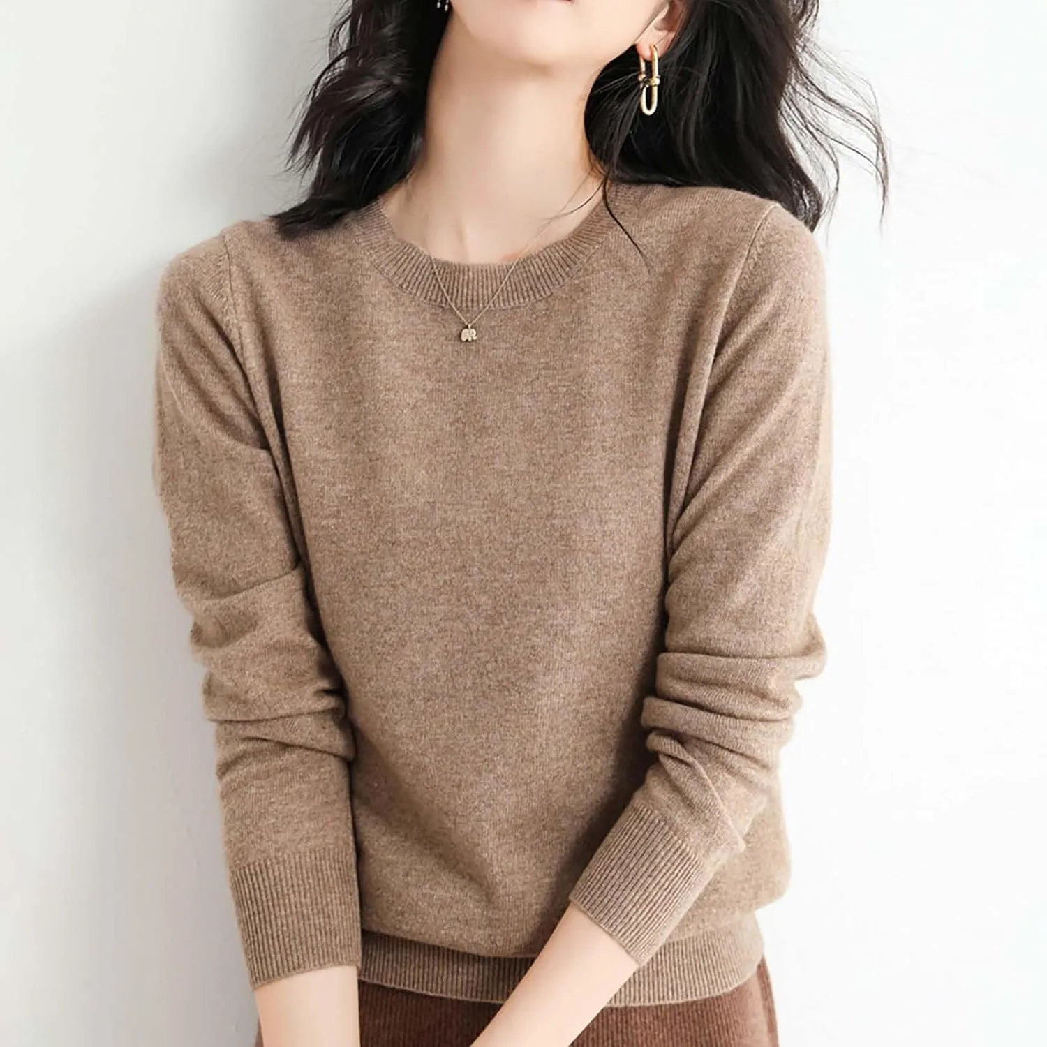 2024 New Cashmere Sweaters for Women Mock Neck Soft Long Sleeve Pullover Sweater Classic Fall/Winter Sweater Tops