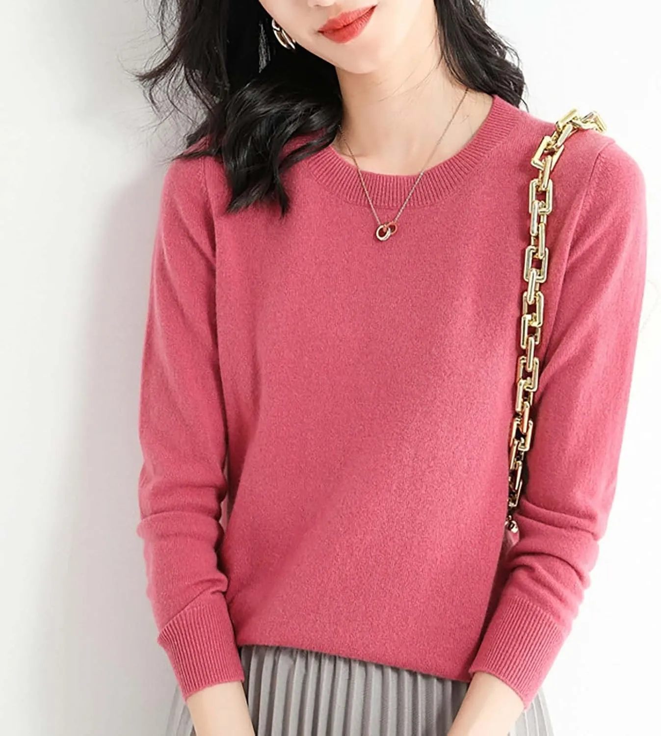 2024 New Cashmere Sweaters for Women Mock Neck Soft Long Sleeve Pullover Sweater Classic Fall/Winter Sweater Tops