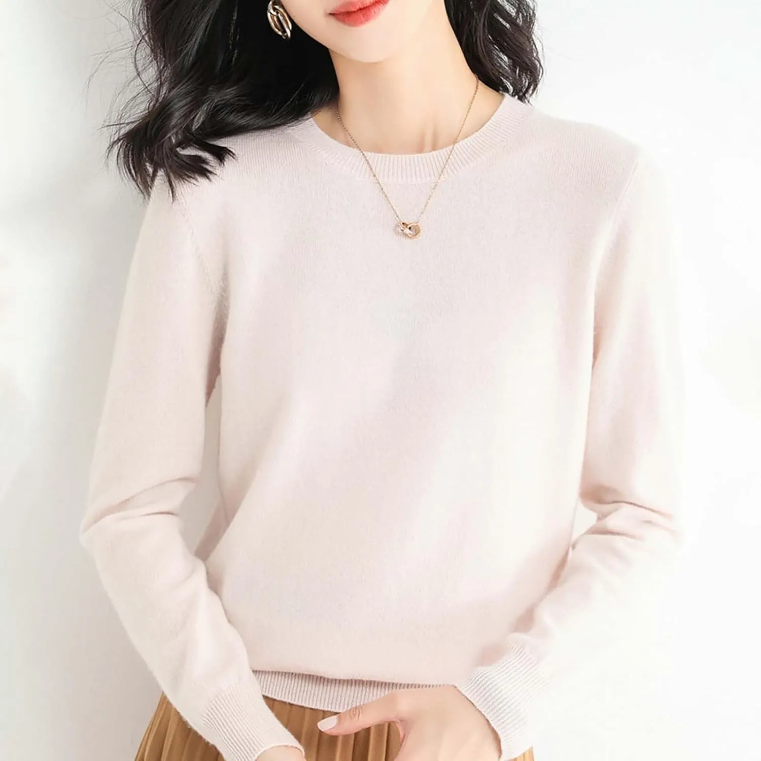 2024 New Cashmere Sweaters for Women Mock Neck Soft Long Sleeve Pullover Sweater Classic Fall/Winter Sweater Tops