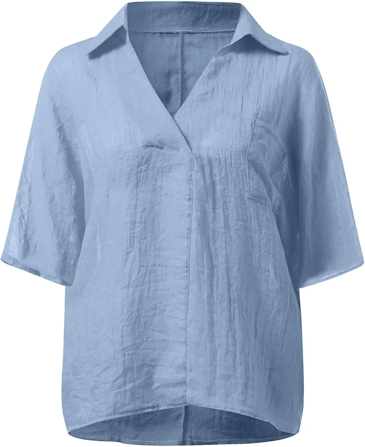 3/4 Sleeve Linen Tops for Women 2025 Oversized Loose Fit V Neck Shirts Summer Casual Beach Tunic Blouse Tee Sun Shirts