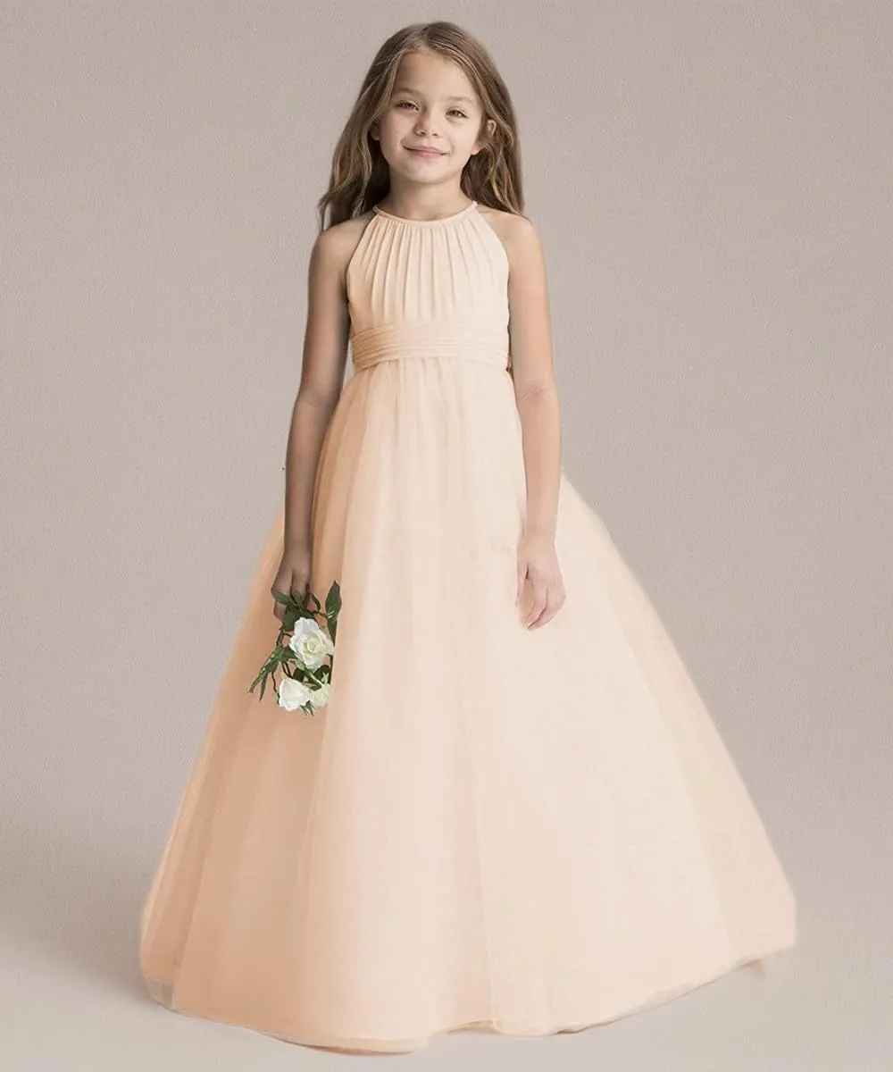 Abaowedding Flower Girls Tulle Chiffon Dresses Kids Wedding Party Pageant Ball Gowns