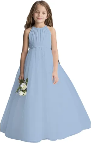 Abaowedding Flower Girls Tulle Chiffon Dresses Kids Wedding Party Pageant Ball Gowns