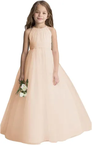 Abaowedding Flower Girls Tulle Chiffon Dresses Kids Wedding Party Pageant Ball Gowns
