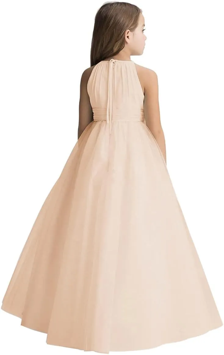 Abaowedding Flower Girls Tulle Chiffon Dresses Kids Wedding Party Pageant Ball Gowns