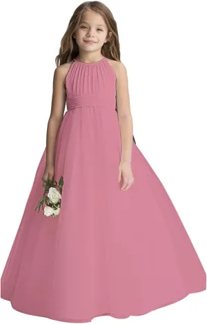 Abaowedding Flower Girls Tulle Chiffon Dresses Kids Wedding Party Pageant Ball Gowns