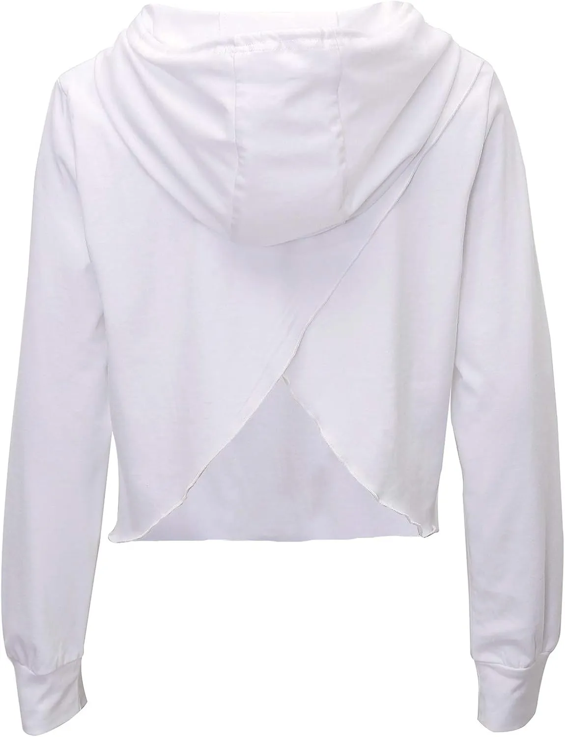 Amazhiyu Women’s Cropped Hoodie Long Sleeves Wrap Back Casual Crop Tops