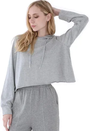 Amazhiyu Women’s Cropped Hoodie Long Sleeves Wrap Back Casual Crop Tops
