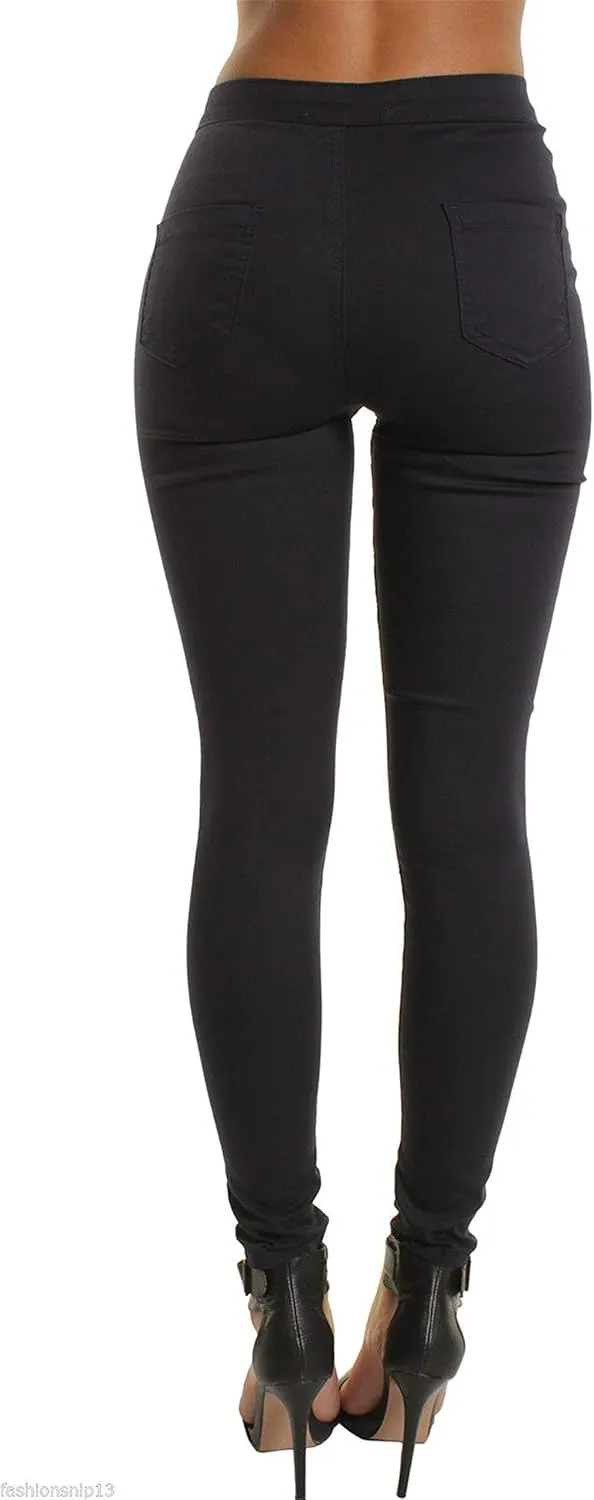 Andongnywell Women High Waist Stretch Skinny Jeans High Rise Juniors Stretchy Butt Lift Jeans Solid Skinny Trousers