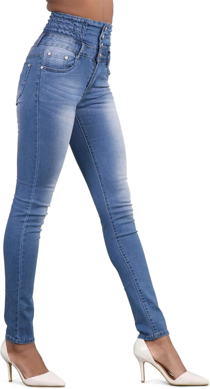 Andongnywell Women's high-Rise Slim-fit Stretch Plus Size Jeans High Waisted Sexy Skinny Denim Pants Trousers