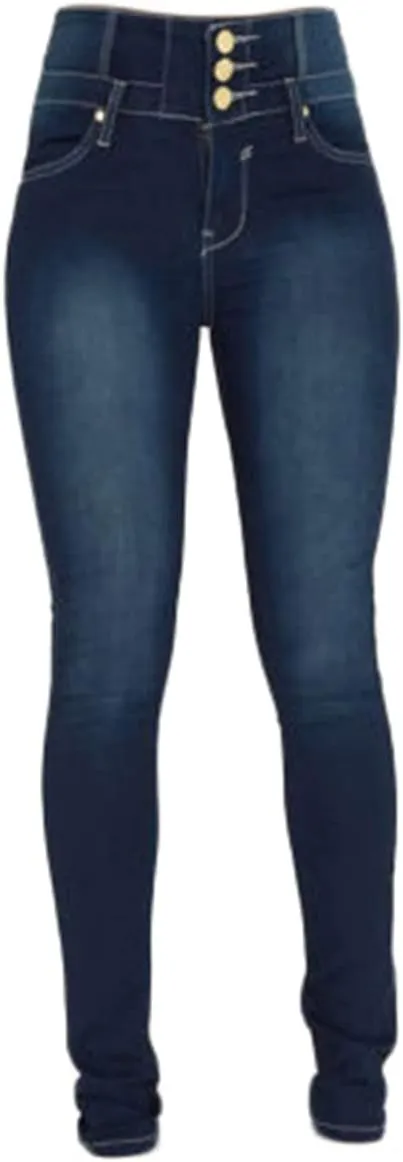 Andongnywell Women's high-Rise Slim-fit Stretch Plus Size Jeans High Waisted Sexy Skinny Denim Pants Trousers