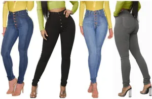 Andongnywell Women's high-Rise Slim-fit Stretch Plus Size Jeans High Waisted Sexy Skinny Denim Pants Trousers