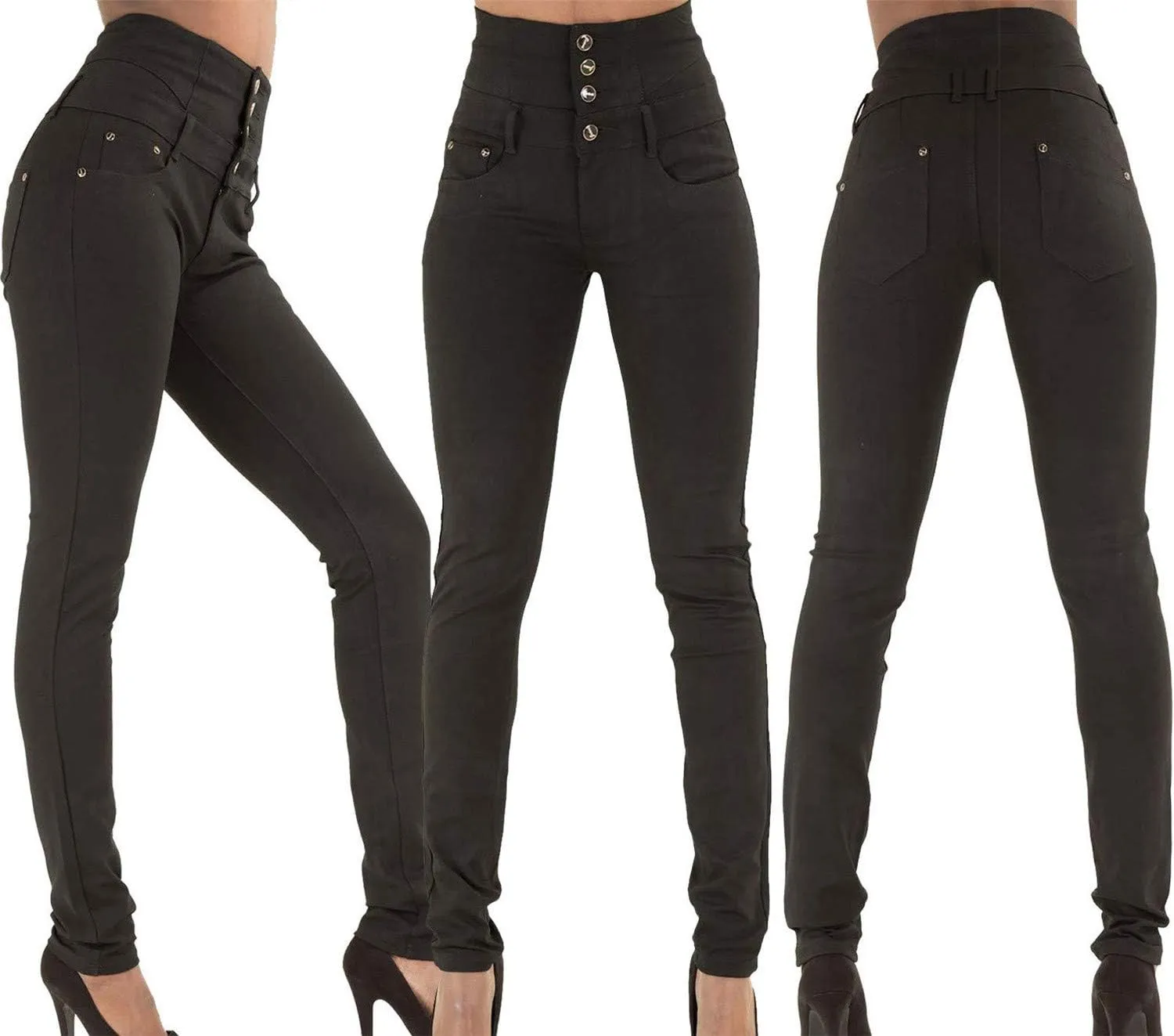 Andongnywell Women's high-Rise Slim-fit Stretch Plus Size Jeans High Waisted Sexy Skinny Denim Pants Trousers