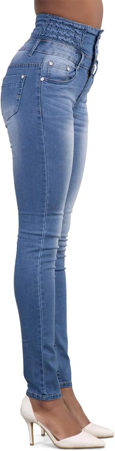 Andongnywell Women's high-Rise Slim-fit Stretch Plus Size Jeans High Waisted Sexy Skinny Denim Pants Trousers