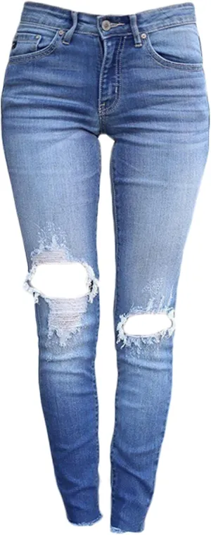 Andongnywell Women's Mid Waisted Stretchy Ripped Skinny Jeans Ladies Distressed Denim Pants Trousers