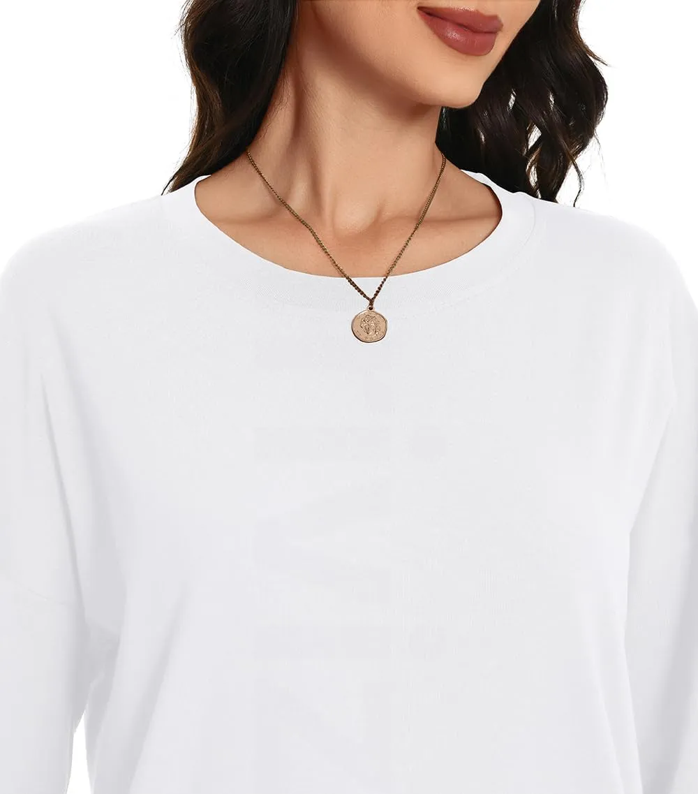 Auriviz Womens Long Sleeve Shirts Loose Fitted Crewneck Basic Tops Casual Tees Outfits Spring Clothes 2025