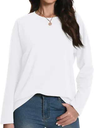 Auriviz Womens Long Sleeve Shirts Loose Fitted Crewneck Basic Tops Casual Tees Outfits Spring Clothes 2025