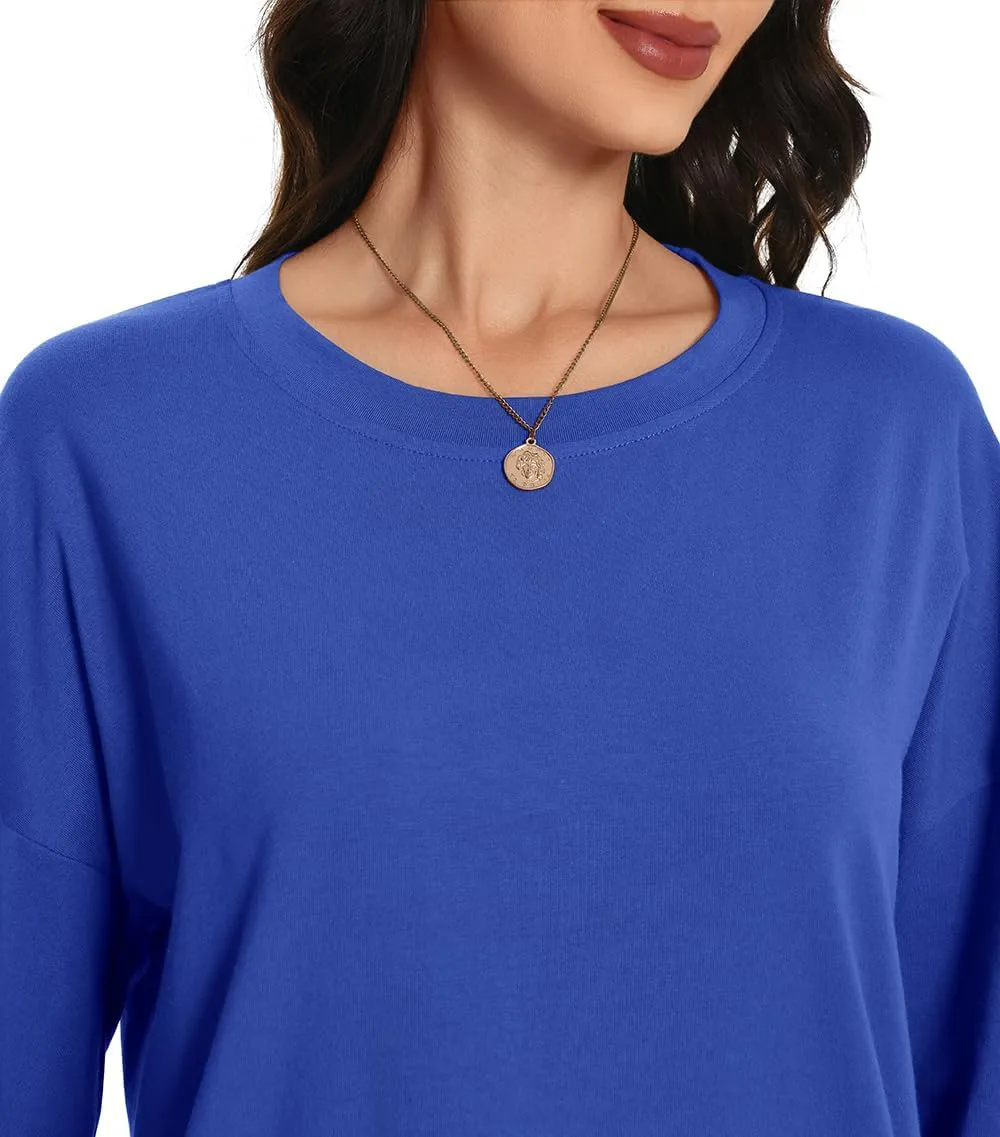 Auriviz Womens Long Sleeve Shirts Loose Fitted Crewneck Basic Tops Casual Tees Outfits Spring Clothes 2025