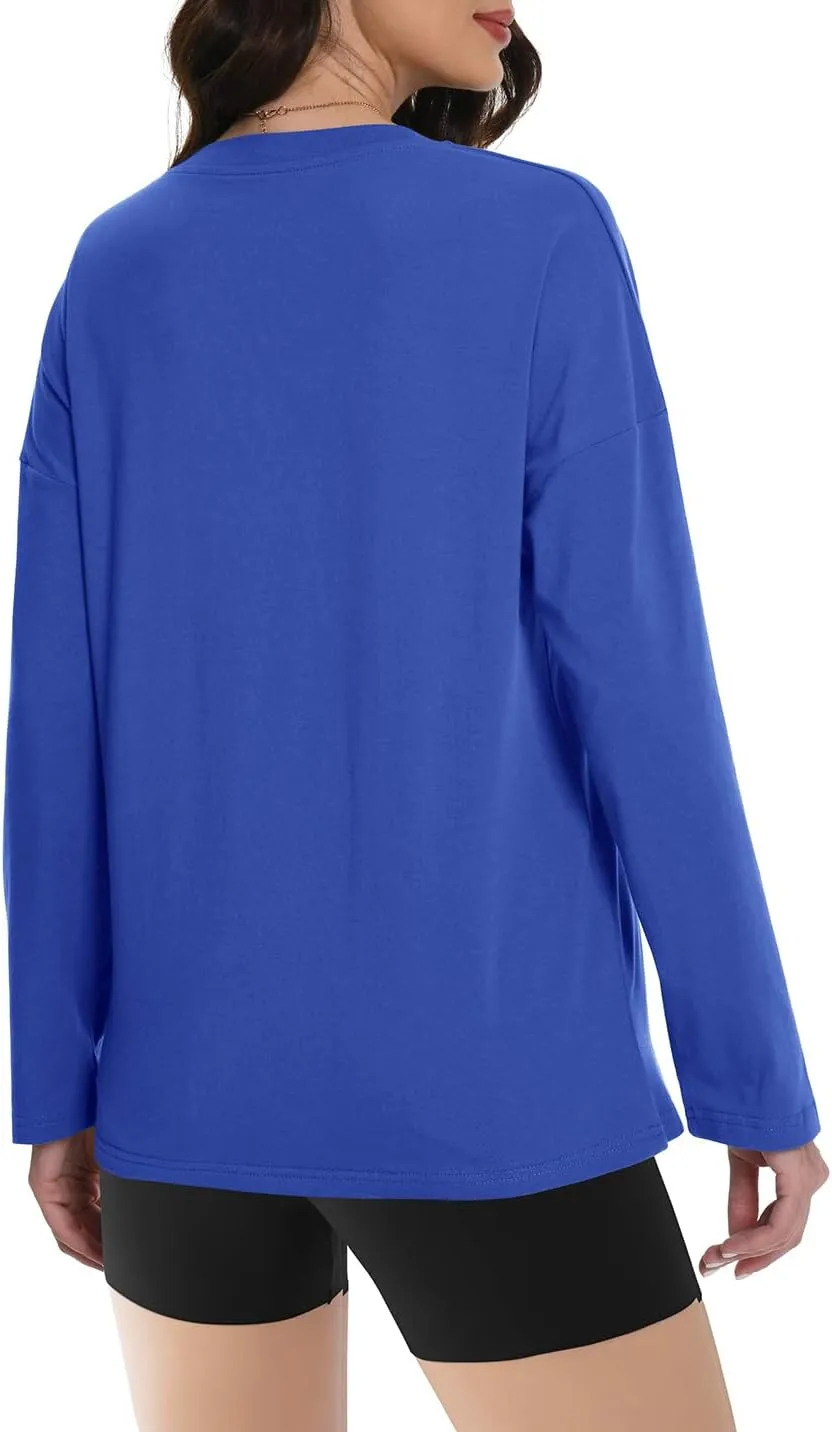 Auriviz Womens Long Sleeve Shirts Loose Fitted Crewneck Basic Tops Casual Tees Outfits Spring Clothes 2025