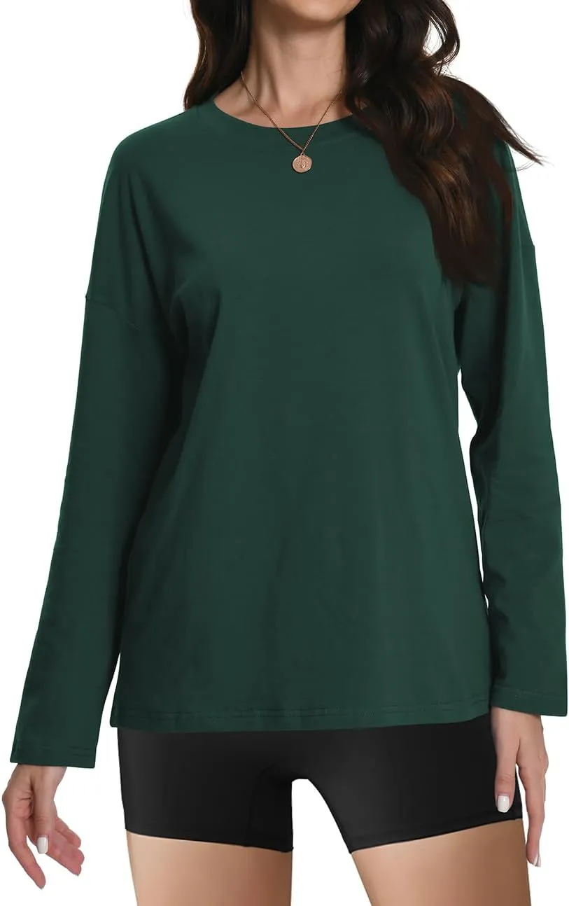 Auriviz Womens Long Sleeve Shirts Loose Fitted Crewneck Basic Tops Casual Tees Outfits Spring Clothes 2025