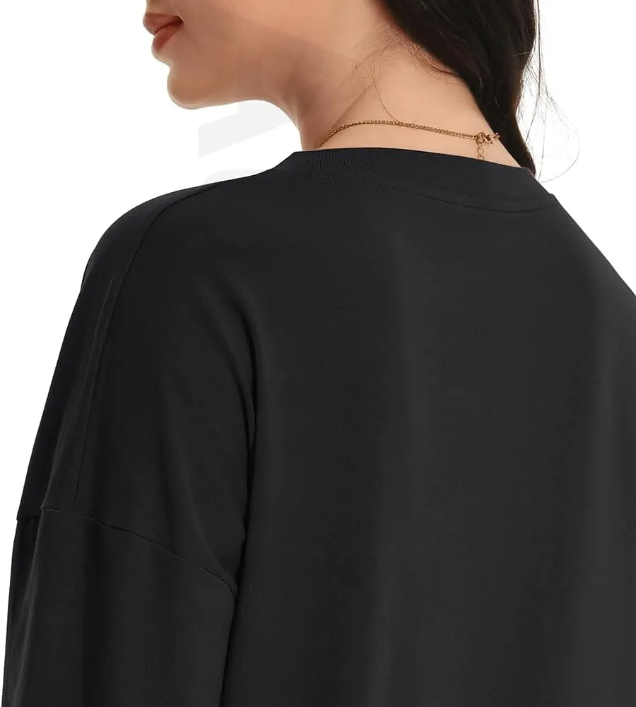 Auriviz Womens Long Sleeve Shirts Loose Fitted Crewneck Basic Tops Casual Tees Outfits Spring Clothes 2025