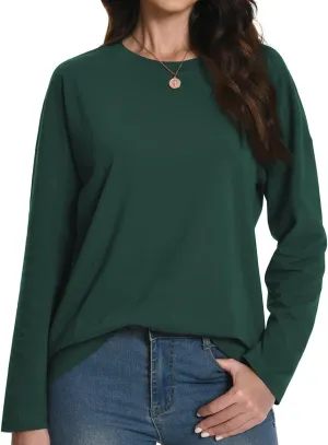 Auriviz Womens Long Sleeve Shirts Loose Fitted Crewneck Basic Tops Casual Tees Outfits Spring Clothes 2025