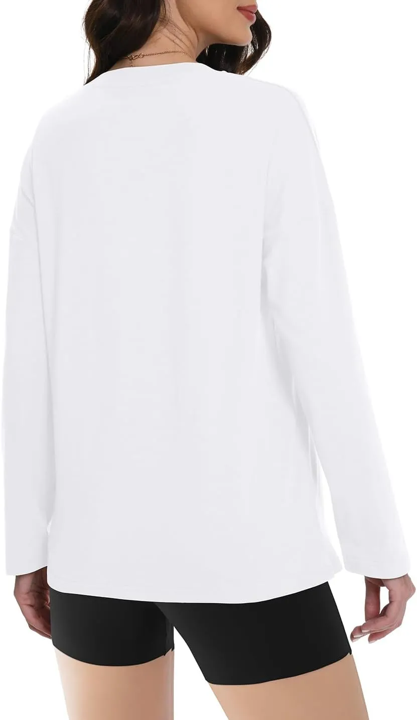 Auriviz Womens Long Sleeve Shirts Loose Fitted Crewneck Basic Tops Casual Tees Outfits Spring Clothes 2025
