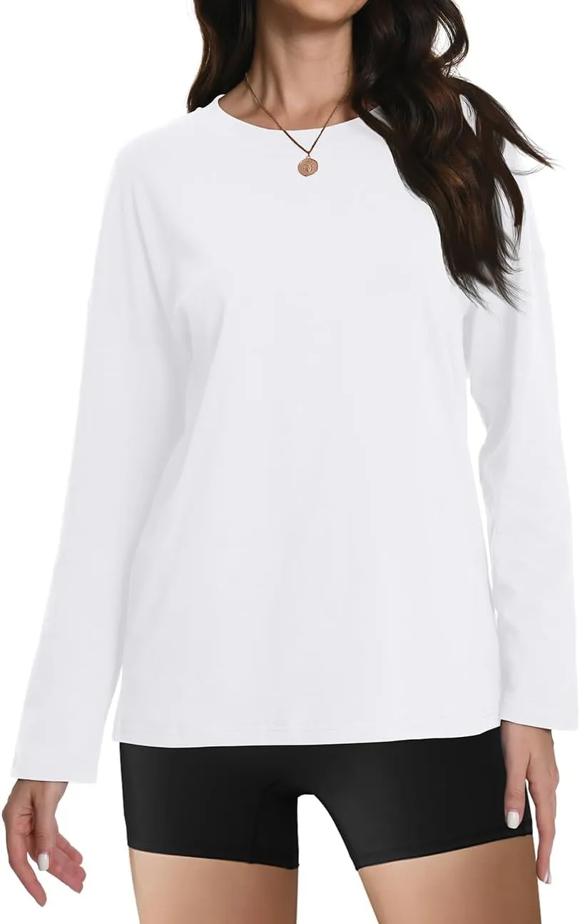 Auriviz Womens Long Sleeve Shirts Loose Fitted Crewneck Basic Tops Casual Tees Outfits Spring Clothes 2025