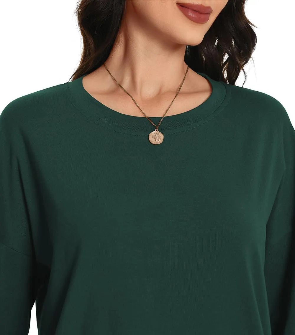 Auriviz Womens Long Sleeve Shirts Loose Fitted Crewneck Basic Tops Casual Tees Outfits Spring Clothes 2025