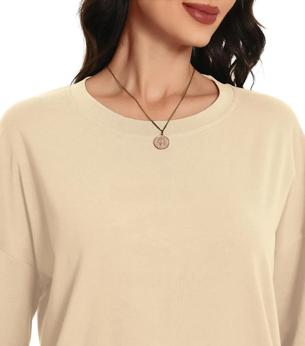 Auriviz Womens Long Sleeve Shirts Loose Fitted Crewneck Basic Tops Casual Tees Outfits Spring Clothes 2025