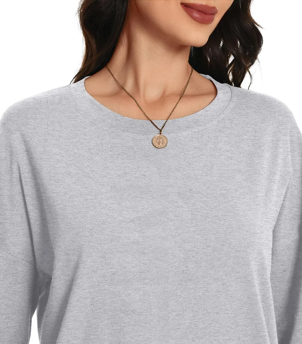 Auriviz Womens Long Sleeve Shirts Loose Fitted Crewneck Basic Tops Casual Tees Outfits Spring Clothes 2025