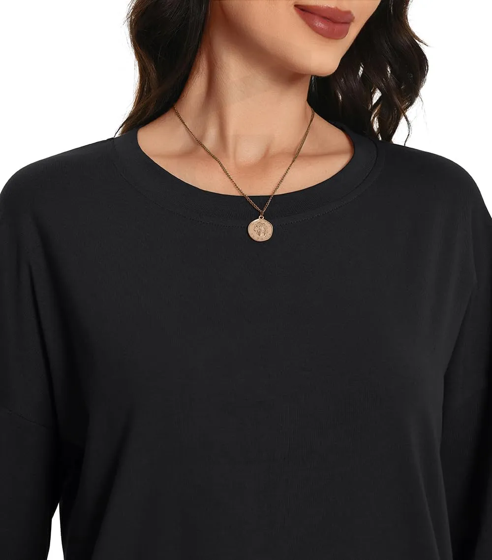 Auriviz Womens Long Sleeve Shirts Loose Fitted Crewneck Basic Tops Casual Tees Outfits Spring Clothes 2025