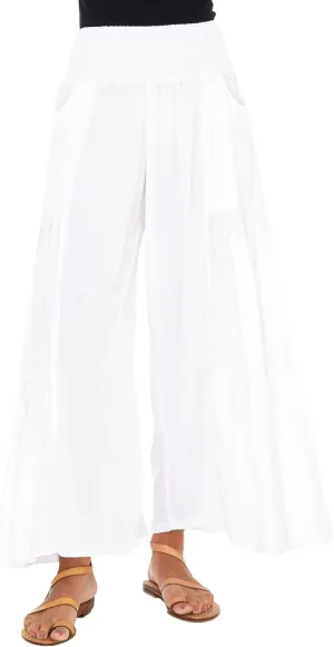 Back From Bali Womens Boho Ruffle Wide Leg High Waist Palazzo Pants with Pockets