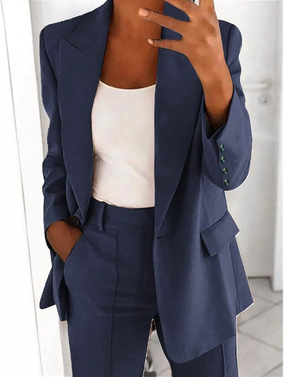 Blazer Sets Women 2 Piece Outfits Business Casual Outfits 2025 Dressy Casual Pant Suits Plus Size Wide Pants Suit Set