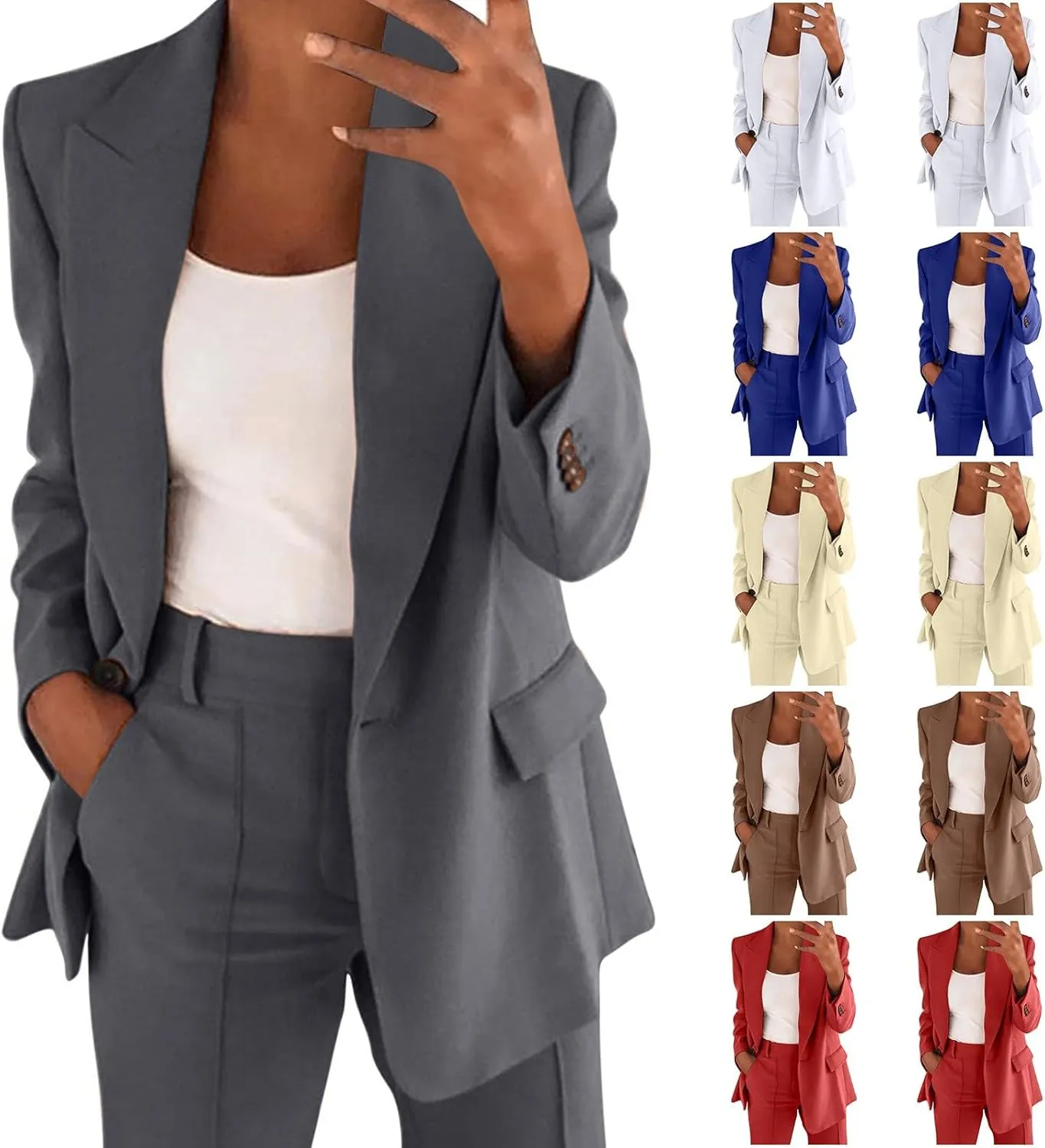 Blazer Sets Women 2 Piece Outfits Business Casual Outfits 2025 Dressy Casual Pant Suits Plus Size Wide Pants Suit Set