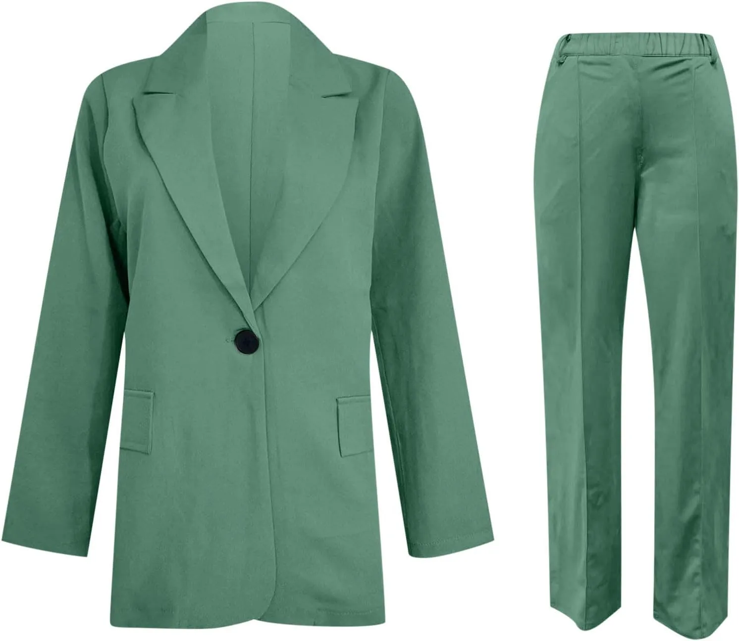 Business Casual Pant Suits Womens 2 Piece Outfits Dressy Casual Long Sleeve Blazer Sets Plus Size Wide Pants Suit Set