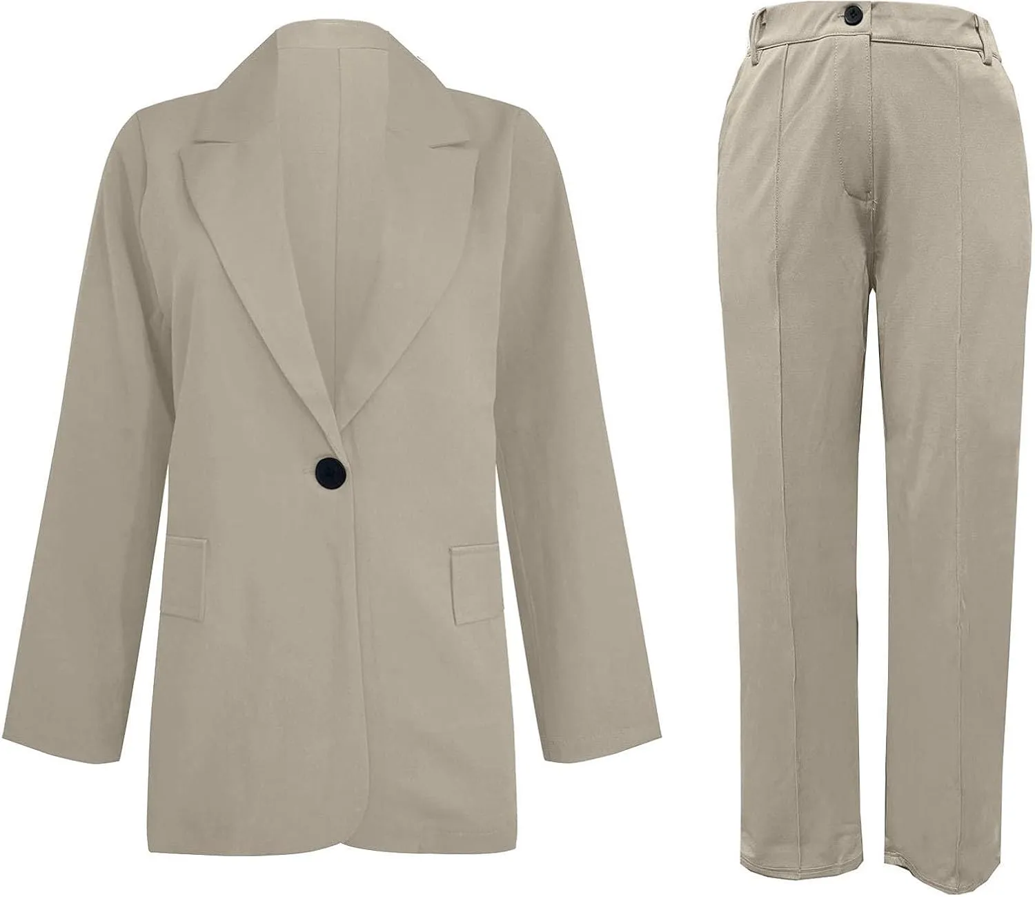 Business Casual Pant Suits Womens 2 Piece Outfits Dressy Casual Long Sleeve Blazer Sets Plus Size Wide Pants Suit Set
