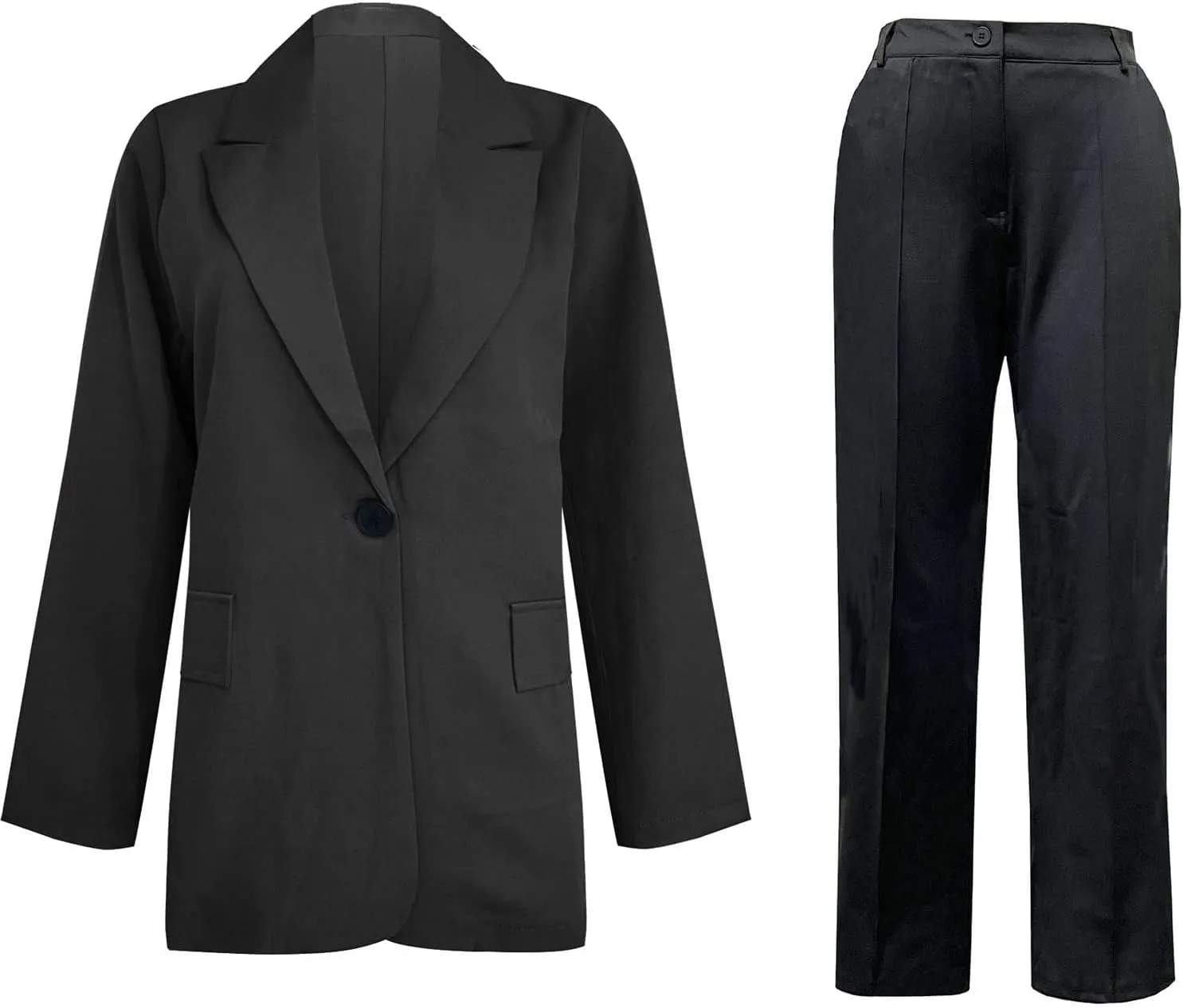 Business Casual Pant Suits Womens 2 Piece Outfits Dressy Casual Long Sleeve Blazer Sets Plus Size Wide Pants Suit Set