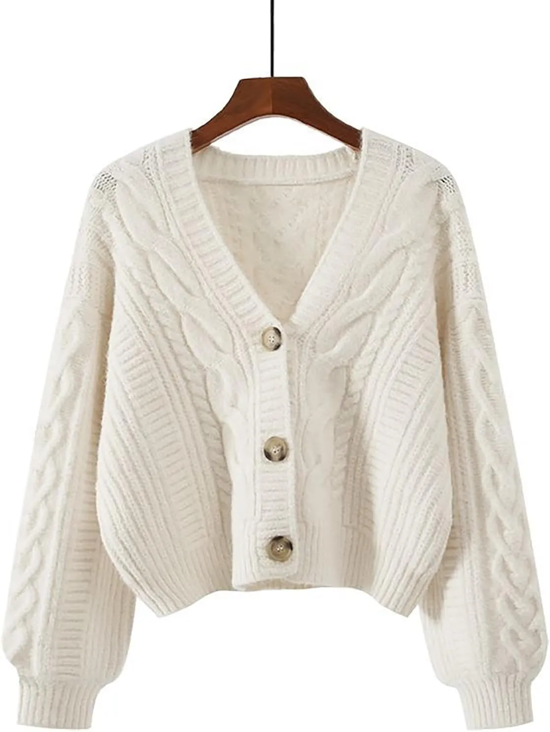Cardigans for Women Fashion Oversized V Neck Button Up Open Front Cropped Knit Cardigan Sweater Fall Clothes