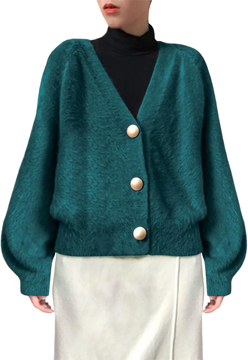 Cardigans for Women Fashion Oversized V Neck Button Up Open Front Cropped Knit Cardigan Sweater Fall Clothes