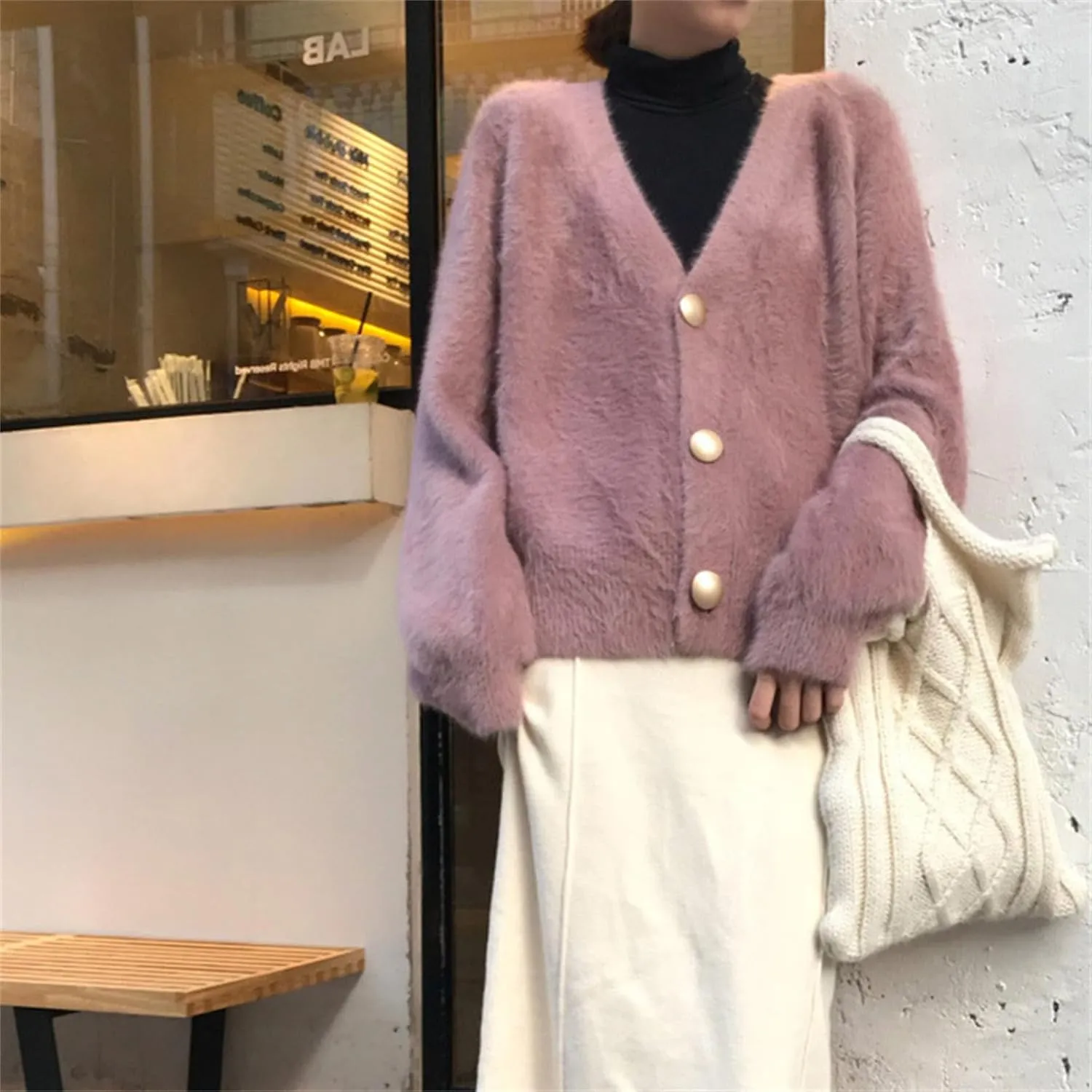 Cardigans for Women Fashion Oversized V Neck Button Up Open Front Cropped Knit Cardigan Sweater Fall Clothes