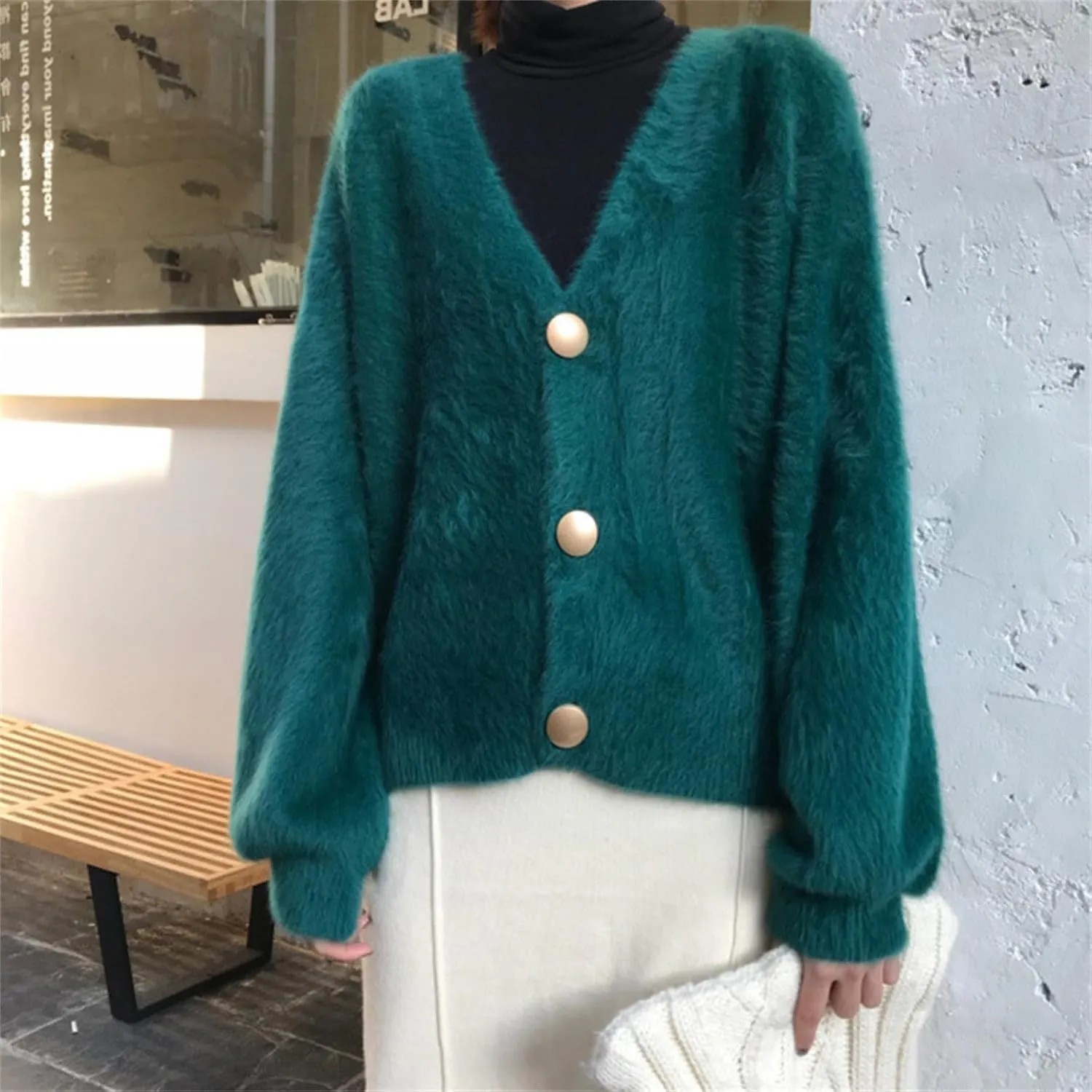 Cardigans for Women Fashion Oversized V Neck Button Up Open Front Cropped Knit Cardigan Sweater Fall Clothes
