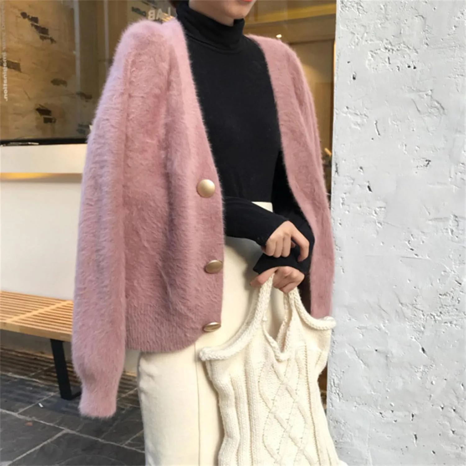 Cardigans for Women Fashion Oversized V Neck Button Up Open Front Cropped Knit Cardigan Sweater Fall Clothes