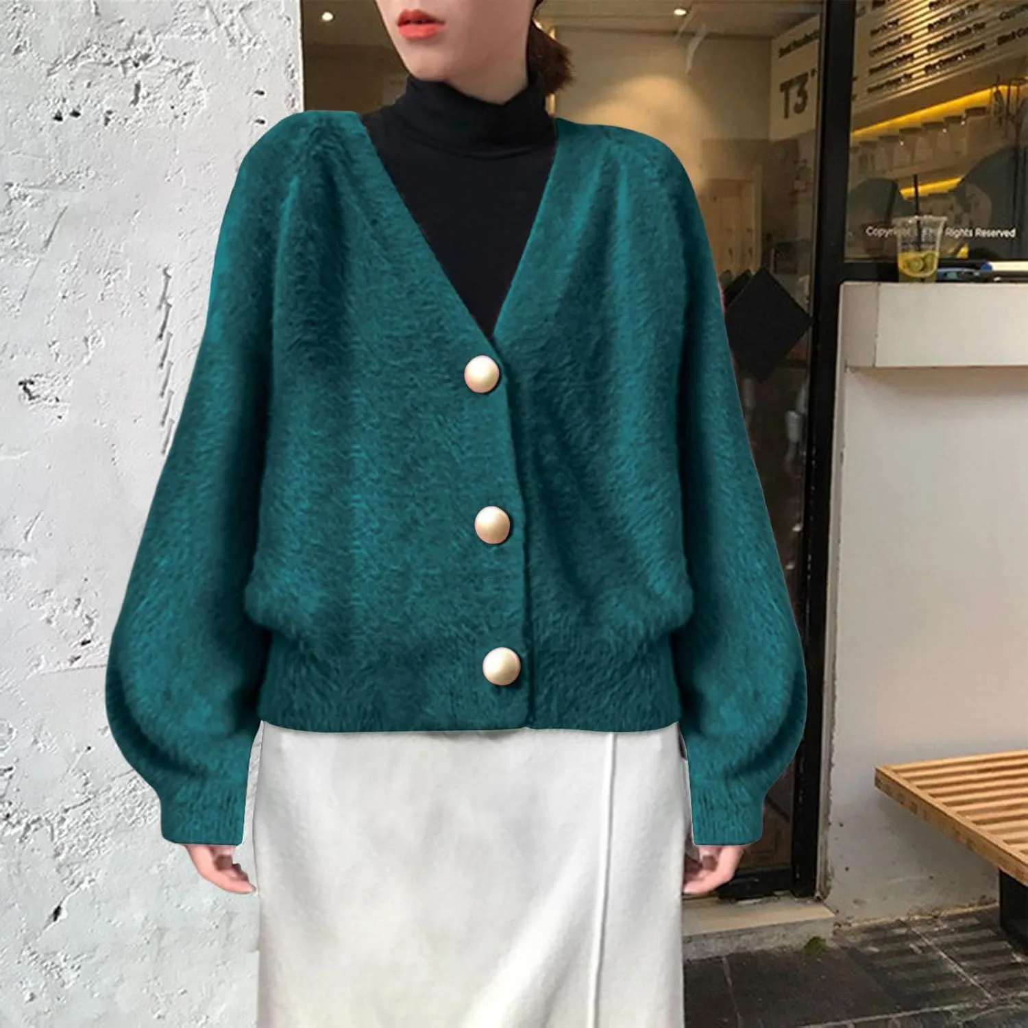 Cardigans for Women Fashion Oversized V Neck Button Up Open Front Cropped Knit Cardigan Sweater Fall Clothes