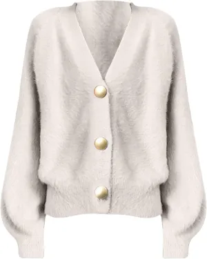 Cardigans for Women Fashion Oversized V Neck Button Up Open Front Cropped Knit Cardigan Sweater Fall Clothes