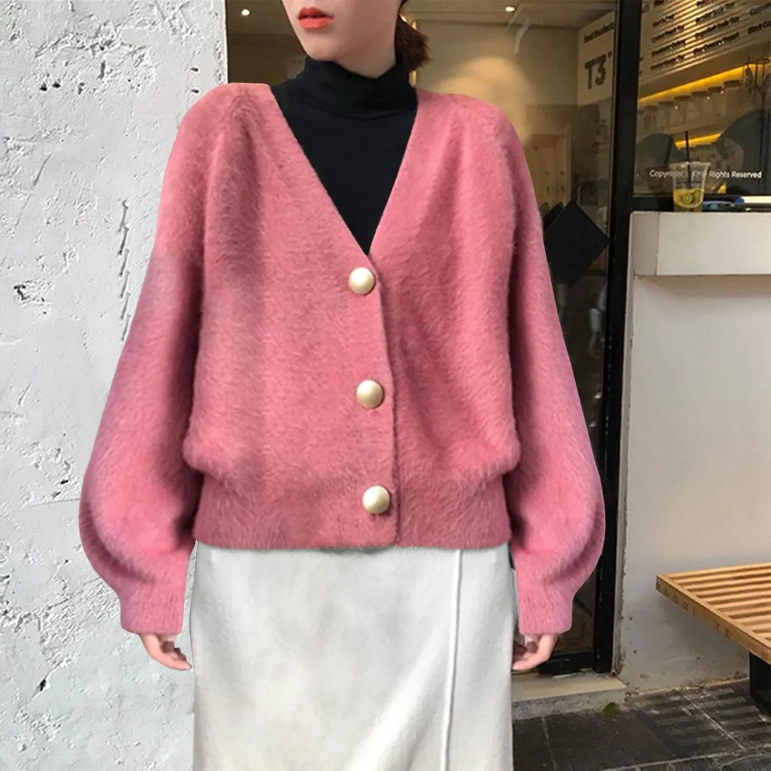 Cardigans for Women Fashion Oversized V Neck Button Up Open Front Cropped Knit Cardigan Sweater Fall Clothes