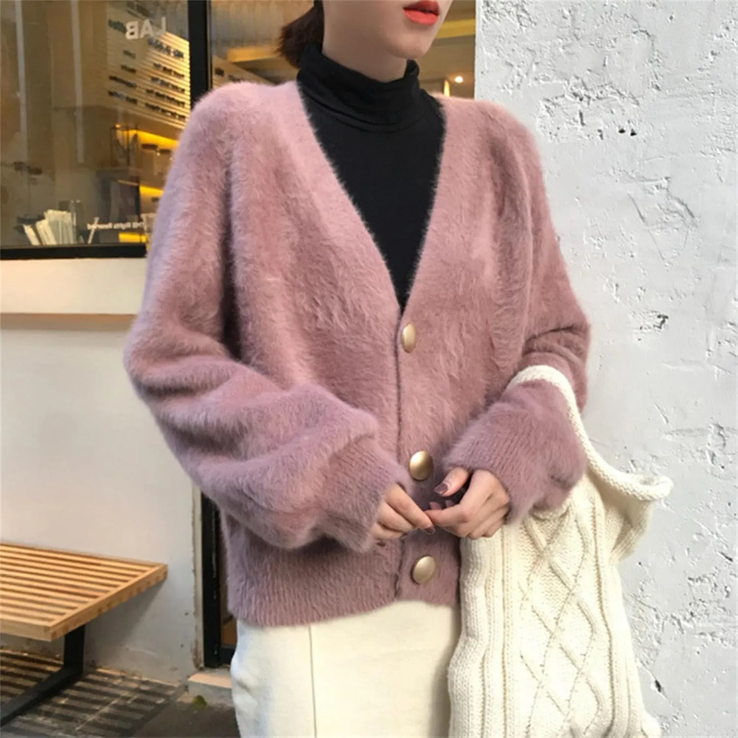 Cardigans for Women Fashion Oversized V Neck Button Up Open Front Cropped Knit Cardigan Sweater Fall Clothes